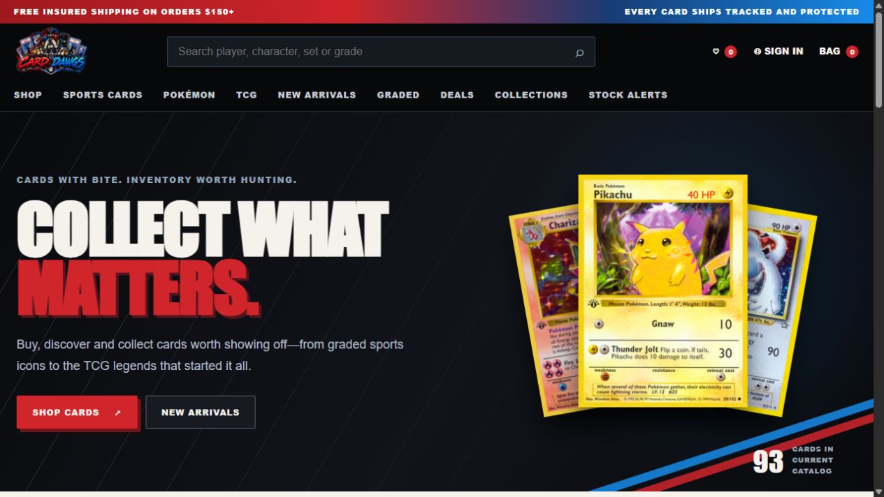Card Dawgz marketplace home page